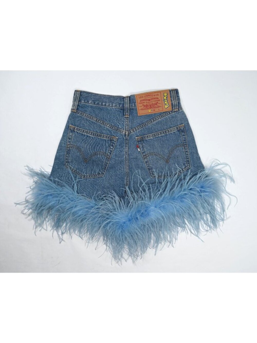 Levi's x Pokemon High Loose Short Feather Trim in Blue - Picture 2 of 3